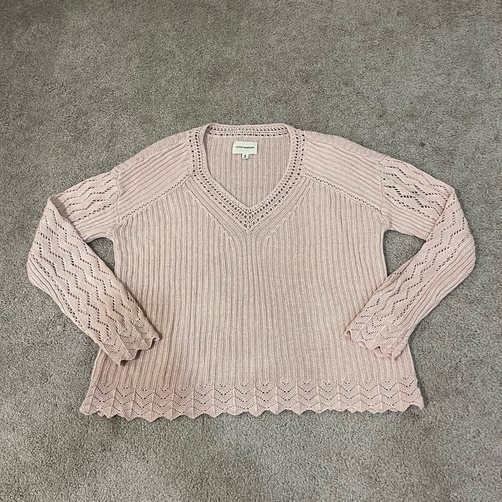 Lucky Brand Femme Linen Blend V-neck Sweater - Picture 2 of 9